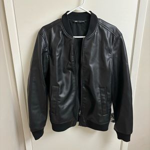 Zara Fuax Leather Bomber Jacket